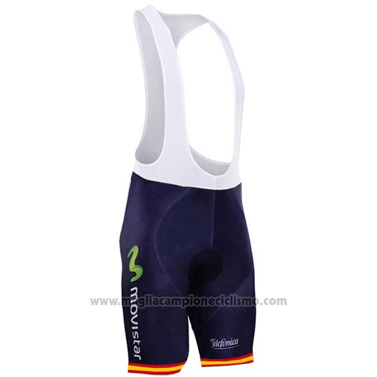 2017 Abbigliamento Ciclismo Movistar Campione Spagna Manica Corta e Salopette